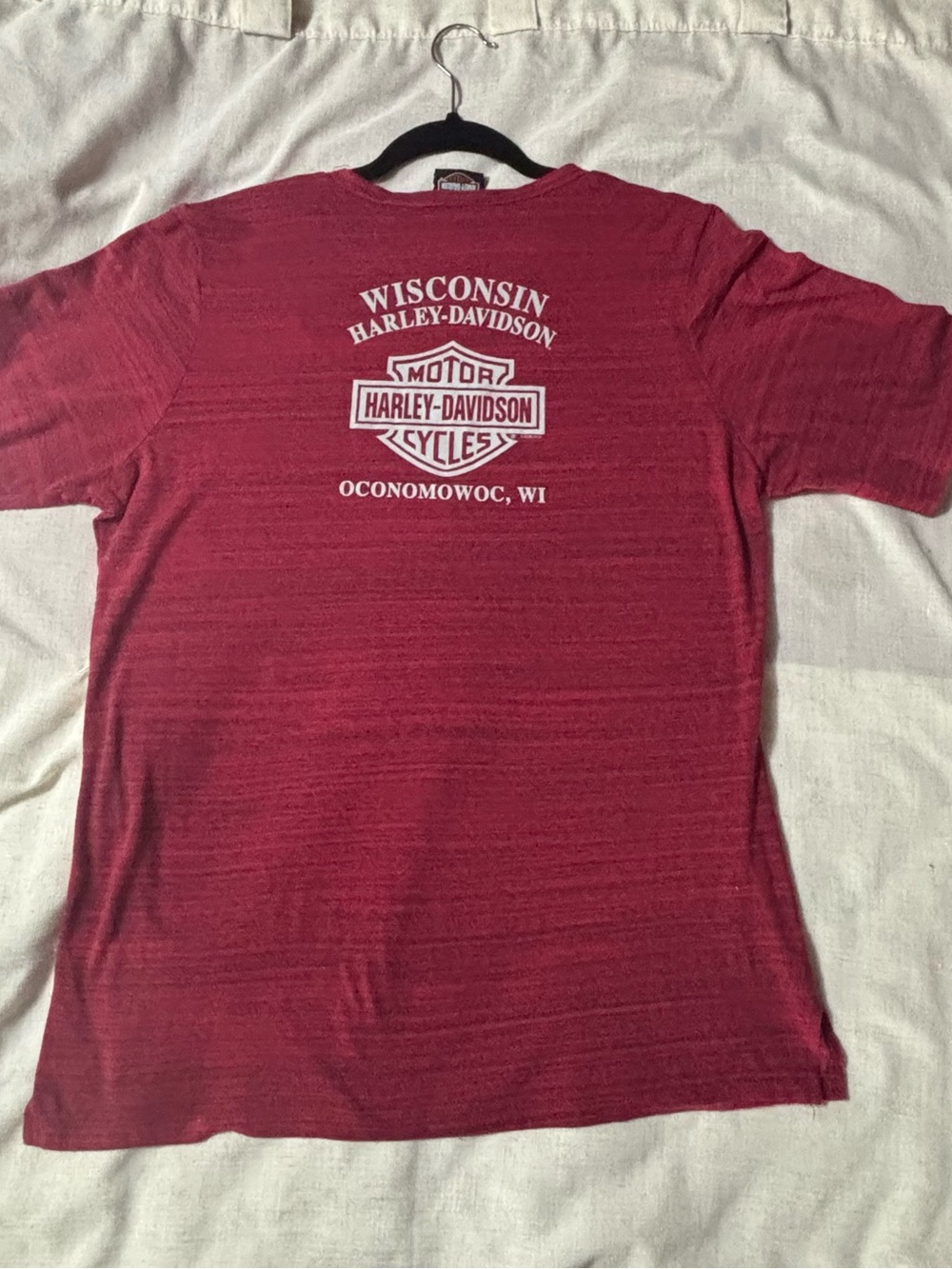 Harley-Davidson Men's Wisconsin Tee - Burgundy with White Logo